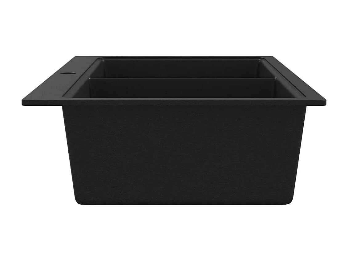 Lavello da cucina sottotop a doppia vasca in granito nero