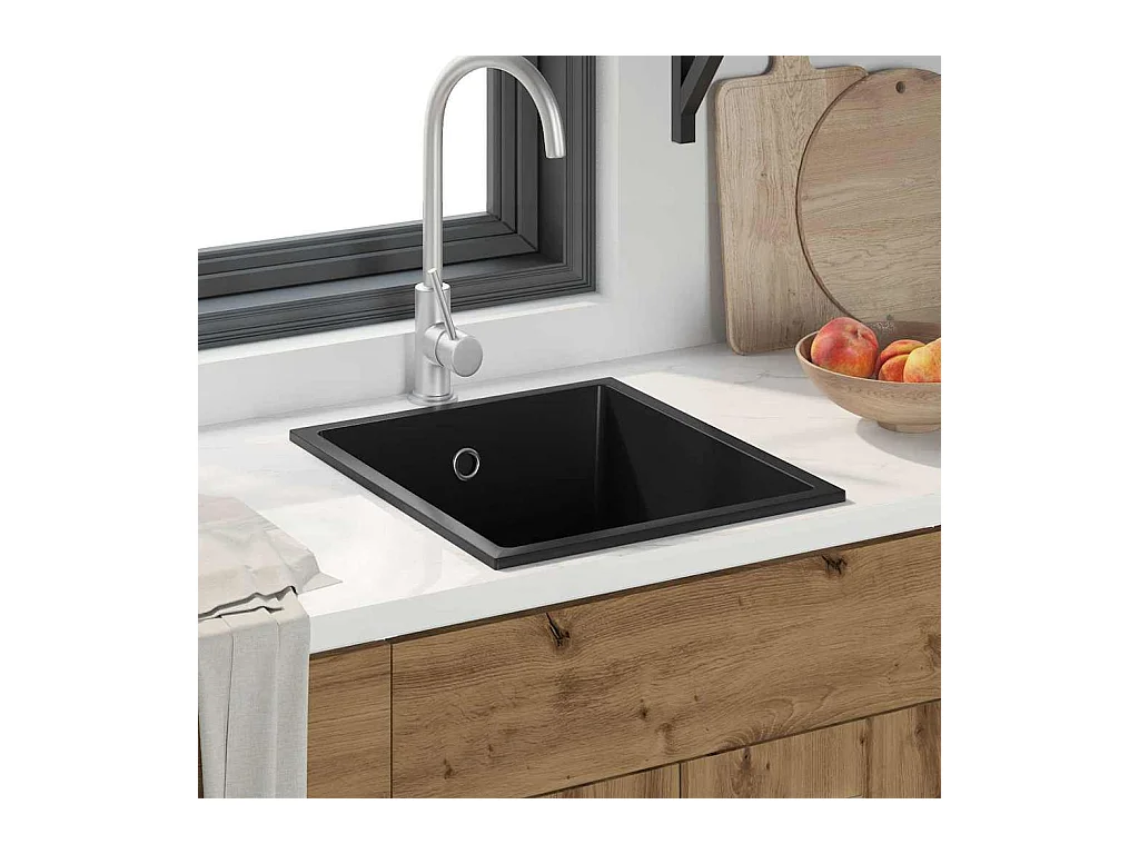 Schwarze Küchenspüle 38 x 44 x 20 cm Granit