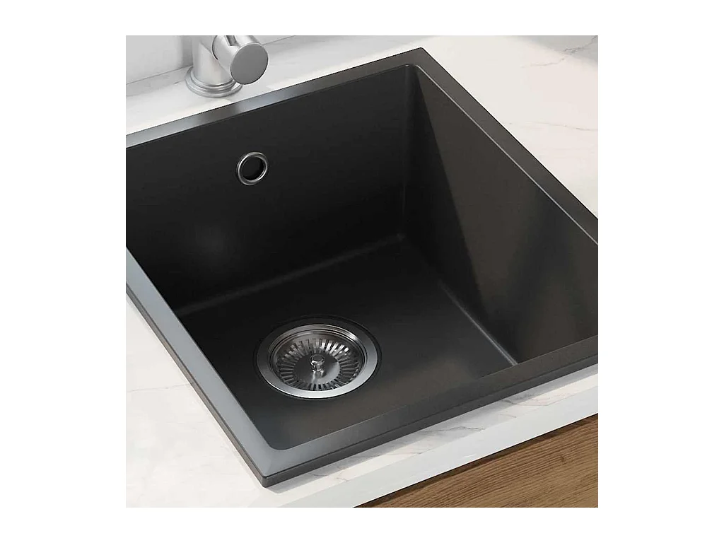 Schwarze Küchenspüle 38 x 44 x 20 cm Granit