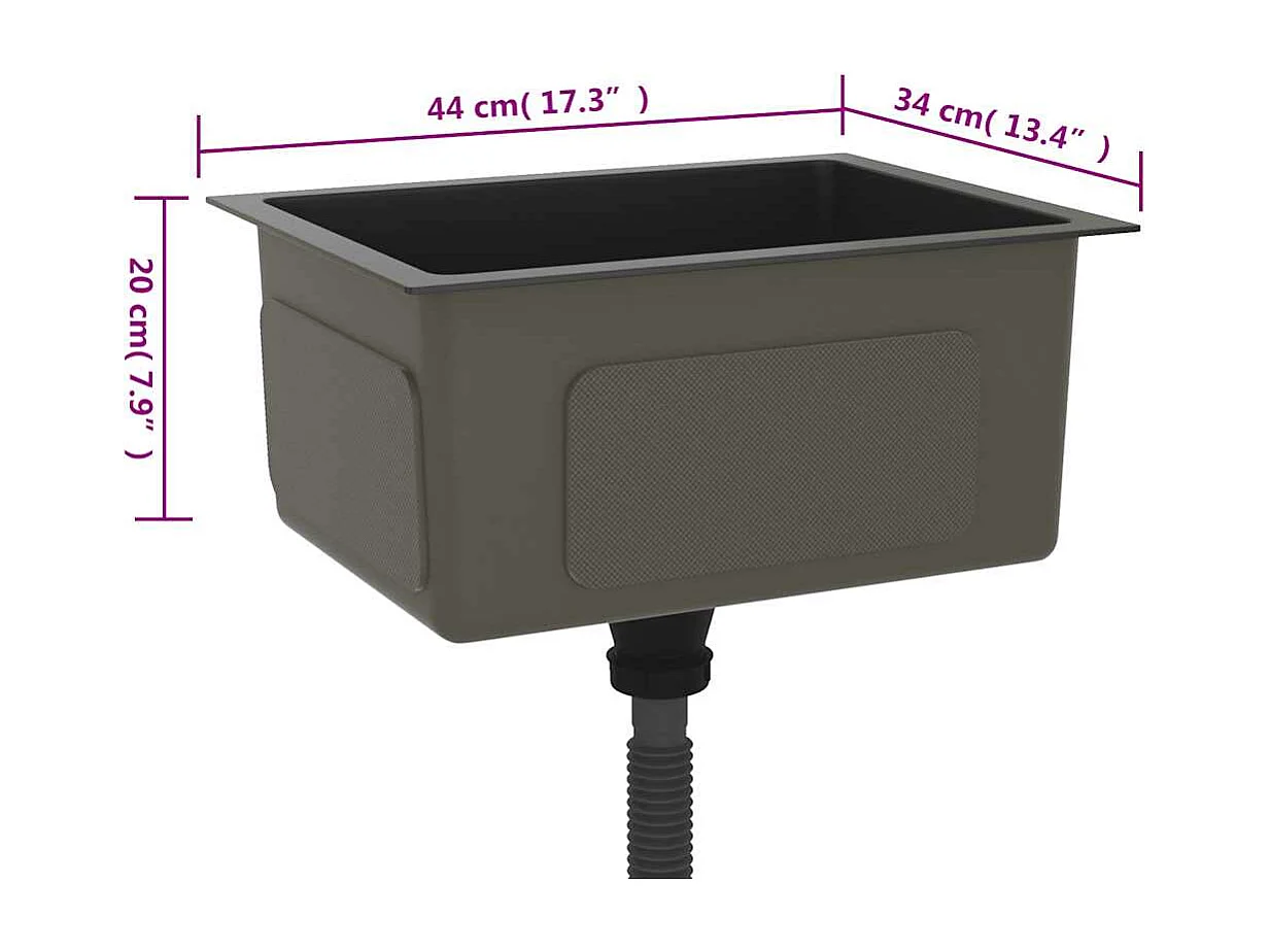 Évier de cuisine fait main Noir Acier inoxydable