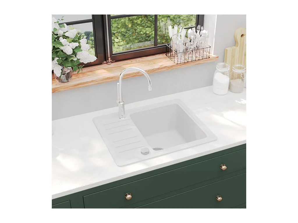 Fregadero de cocina de granito blanco