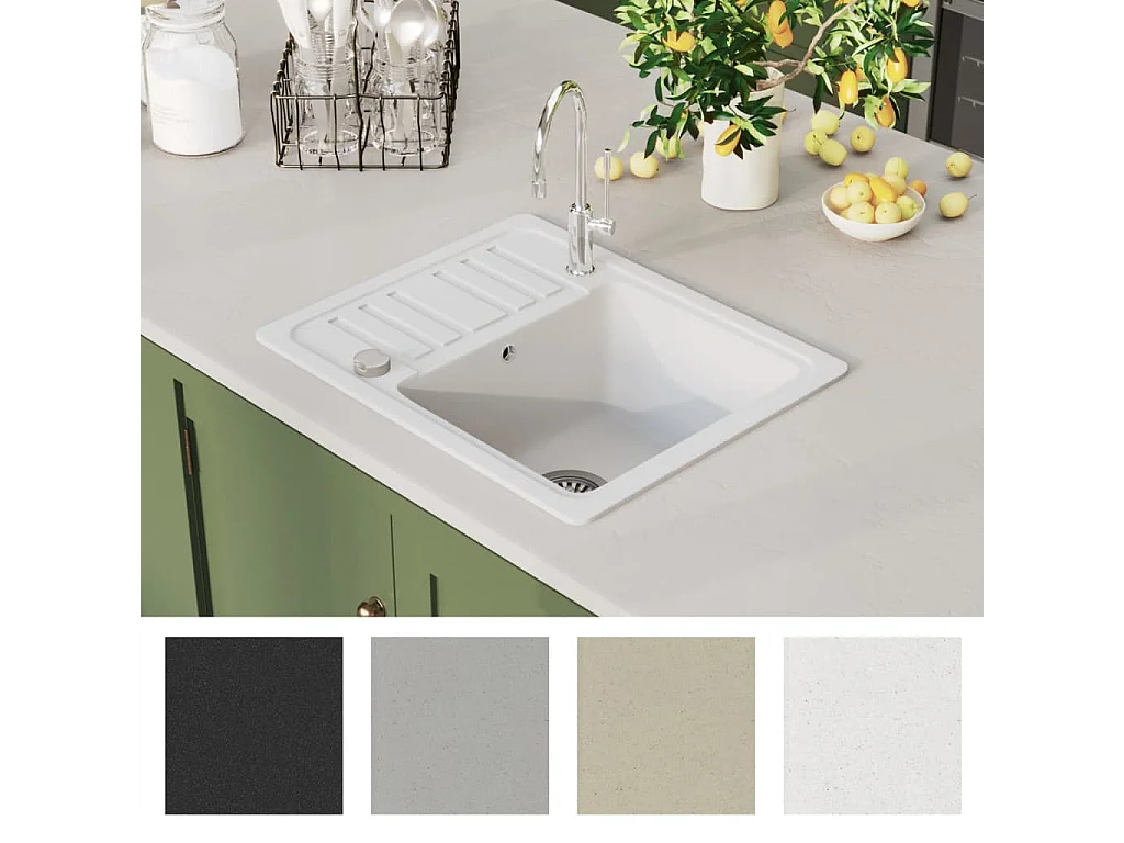 Fregadero de cocina de granito blanco