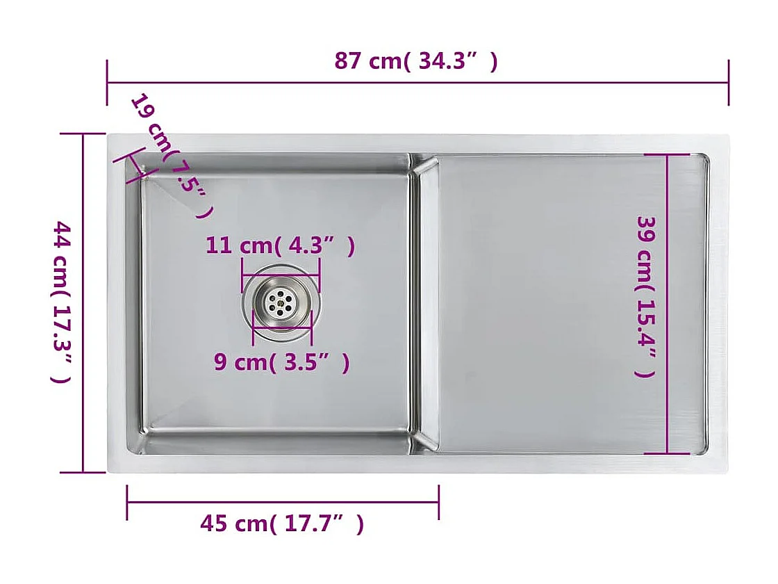 Évier de cuisine fait à la main Acier inoxydable