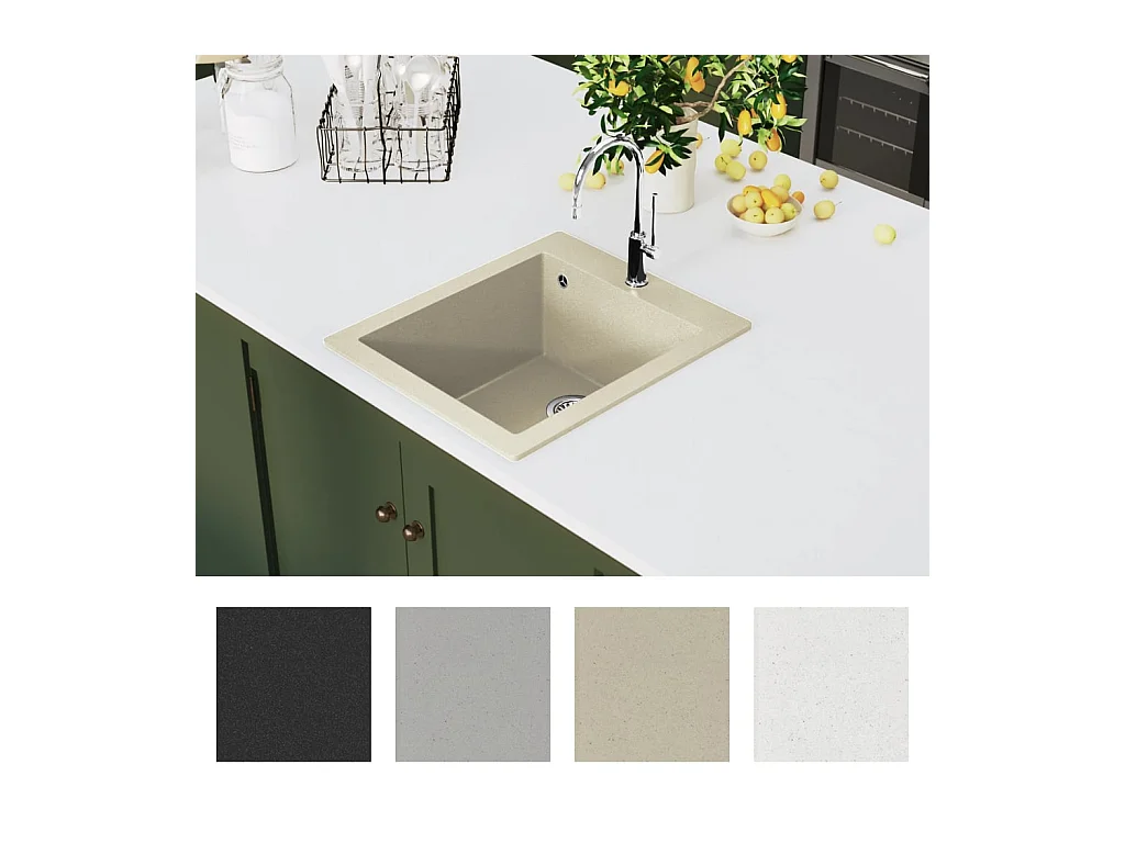 Granieten keukenspoelbak enkele spoelbak beige