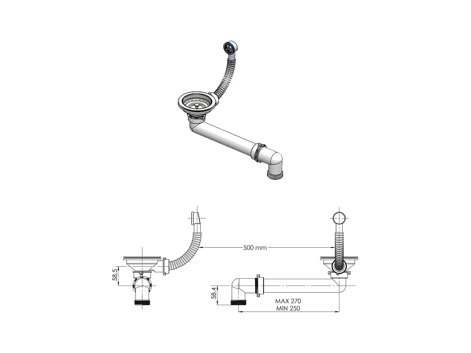 Granieten keukenspoelbak enkele spoelbak beige