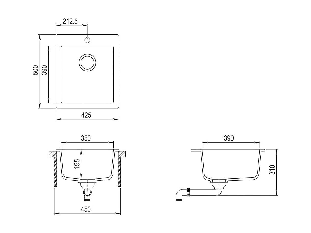 Évier de cuisine Granit Seul lavabo Beige