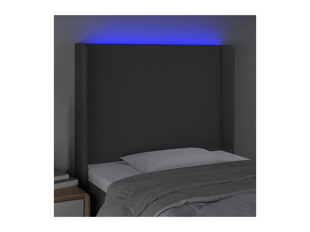 Cabecero LED Gris oscuro 103x16x118/128 cm Tela