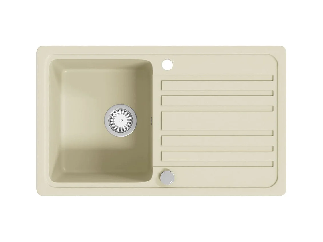 Fregadero de cocina de granito, fregadero individual, color beige