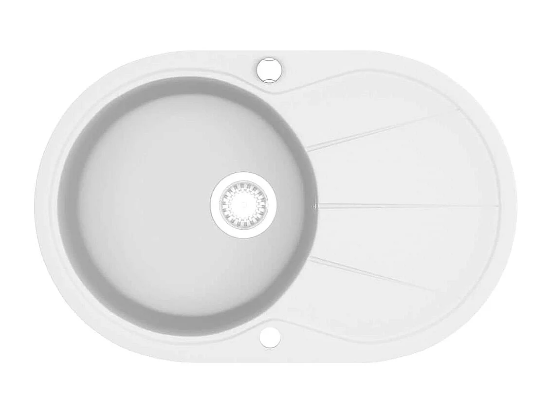 Fregadero de cocina de granito de un seno ovalado blanco