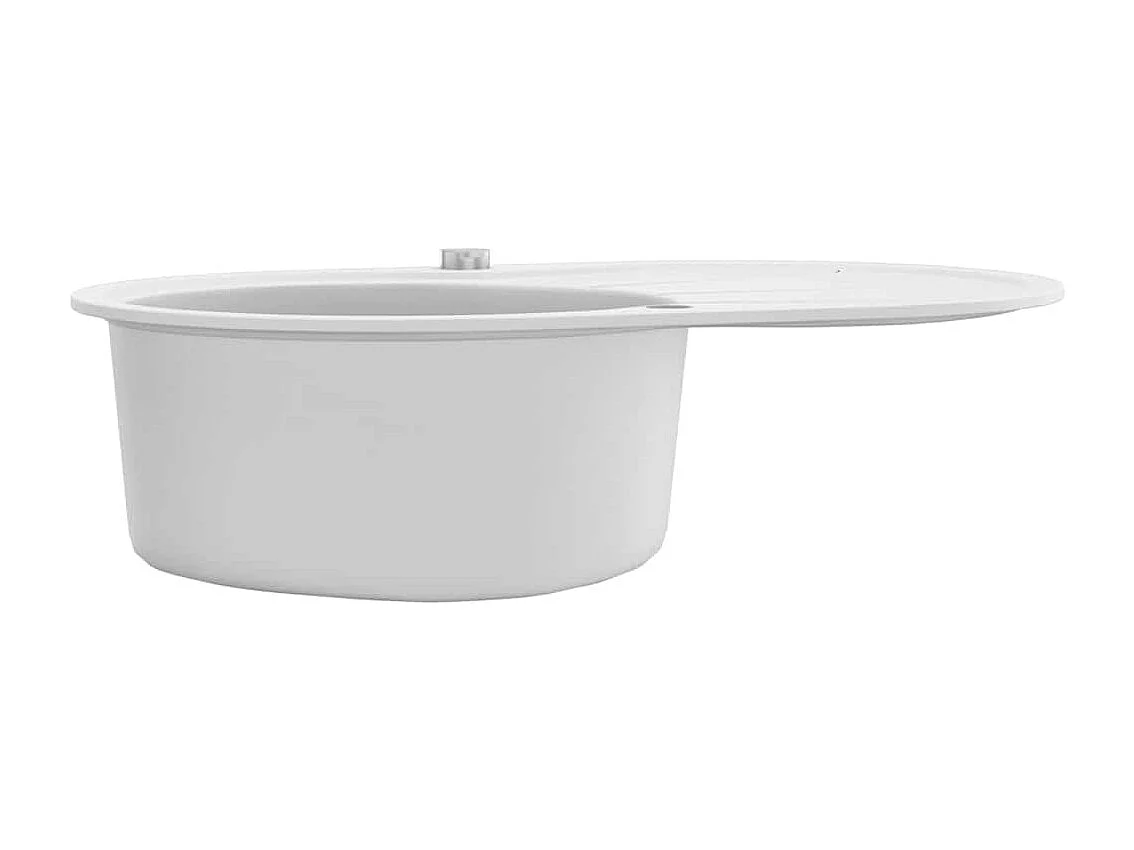 Fregadero de cocina de granito de un seno ovalado blanco