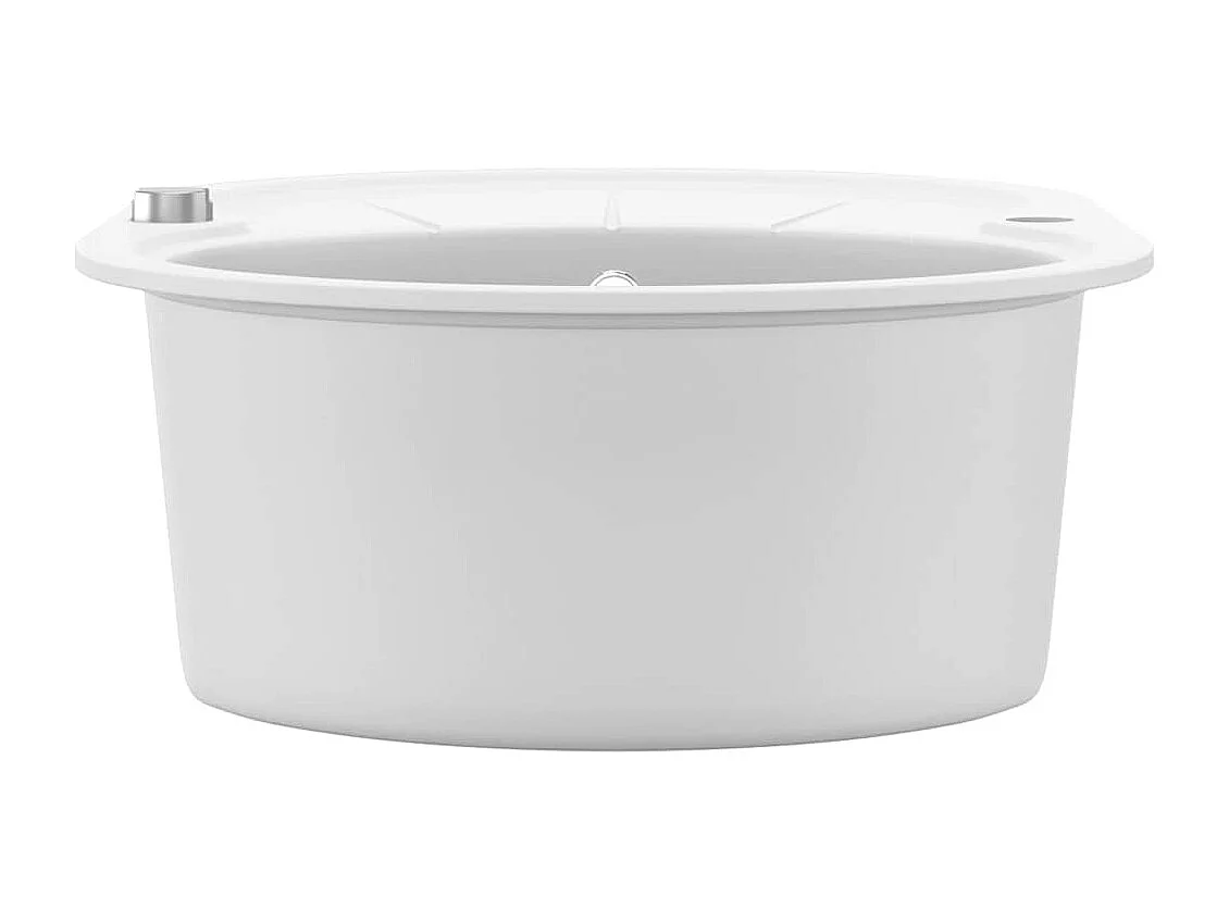 Fregadero de cocina de granito de un seno ovalado blanco