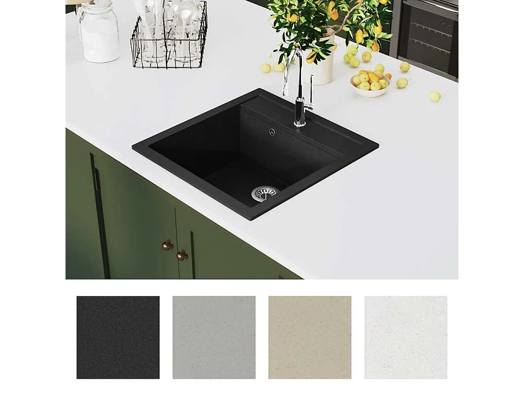 Schwarzes Einzelbecken-Spülbecken aus Granit