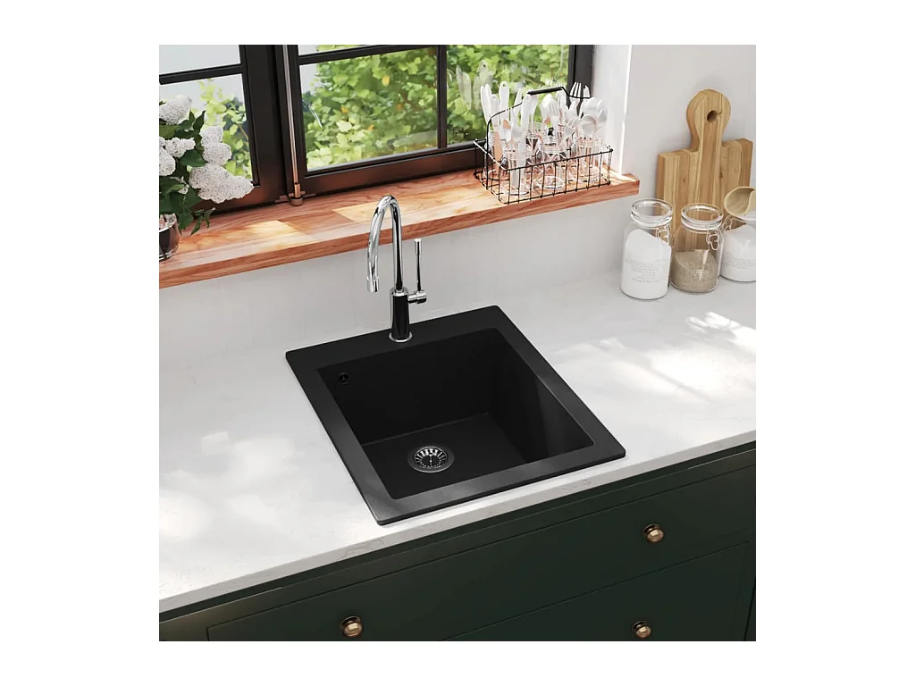 Küchenspüle aus schwarzem Granit