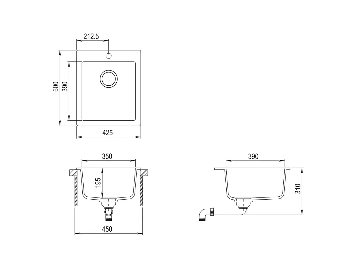 Küchenspüle aus schwarzem Granit
