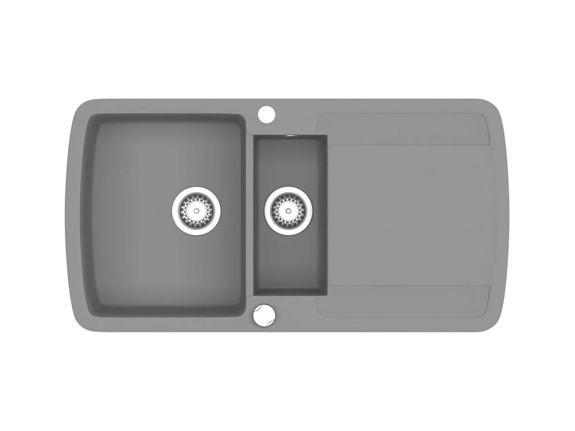 Fregadero de cocina de granito gris de dos senos