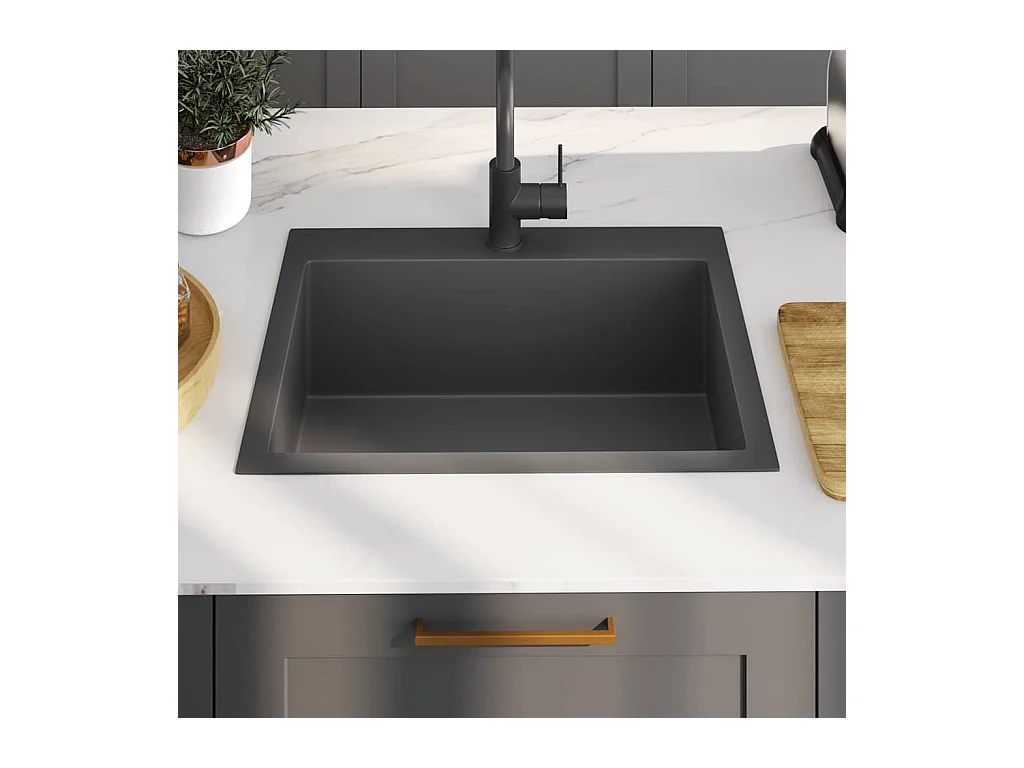 Handgefertigte schwarze Küchenspüle aus Edelstahl