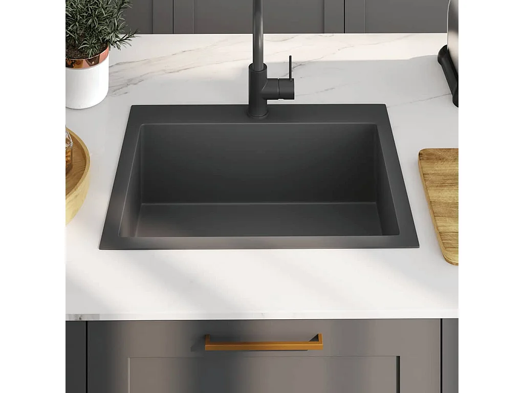 Lavello da cucina in acciaio inossidabile nero fatto a mano