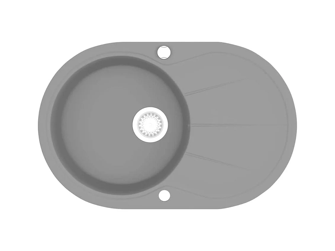 Évier de cuisine en granit Bac unique Ovale Gris
