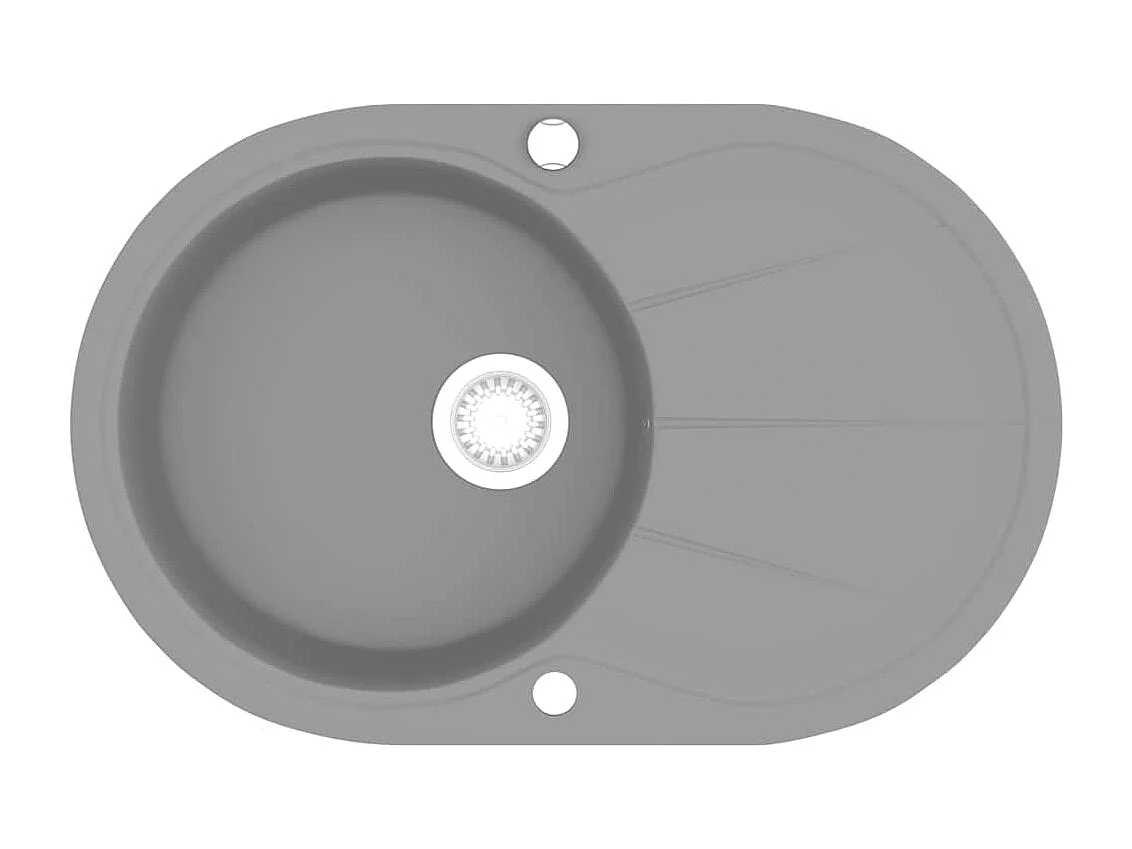 Évier de cuisine en granit Bac unique Ovale Gris