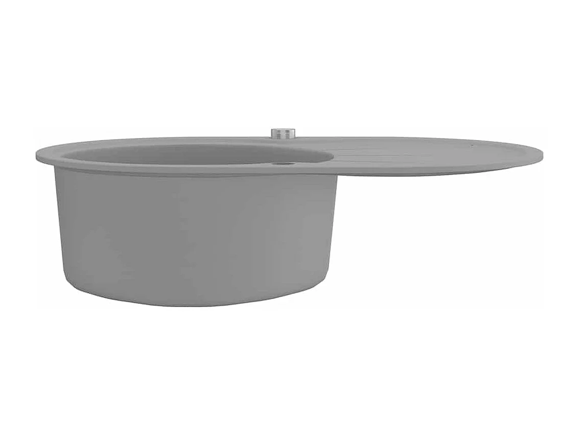 Évier de cuisine en granit Bac unique Ovale Gris