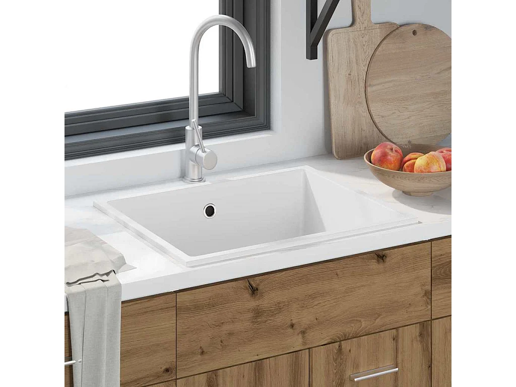 Witte keukenspoelbak 54 x 44 x 20 cm Graniet