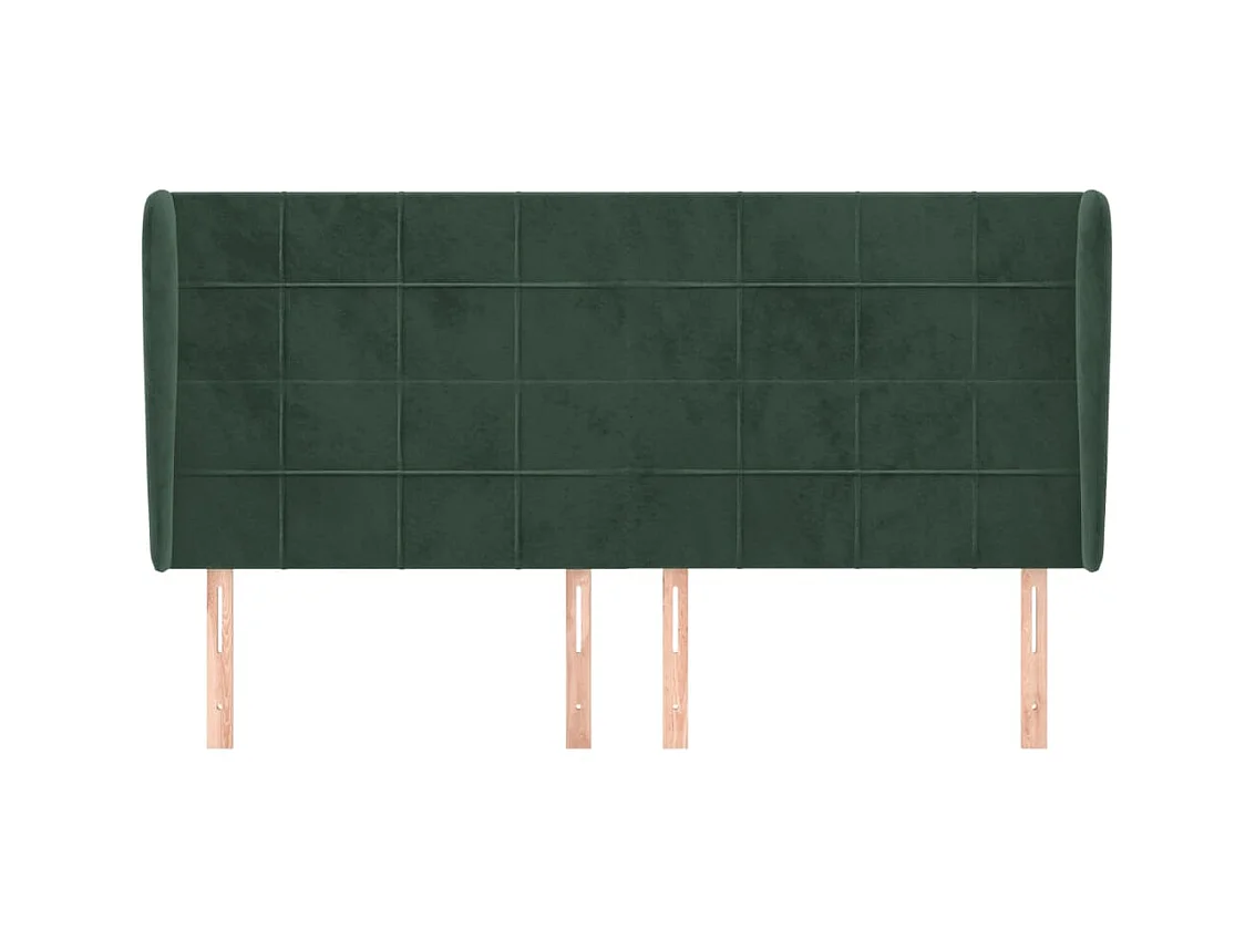 Tête de lit avec oreilles Vert foncé 183x23x118/128 cm Velours