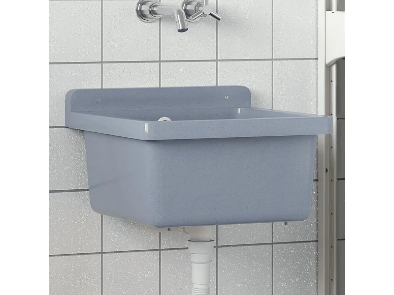 Lavabo sospeso, grigio, 40x40x24 cm, resina