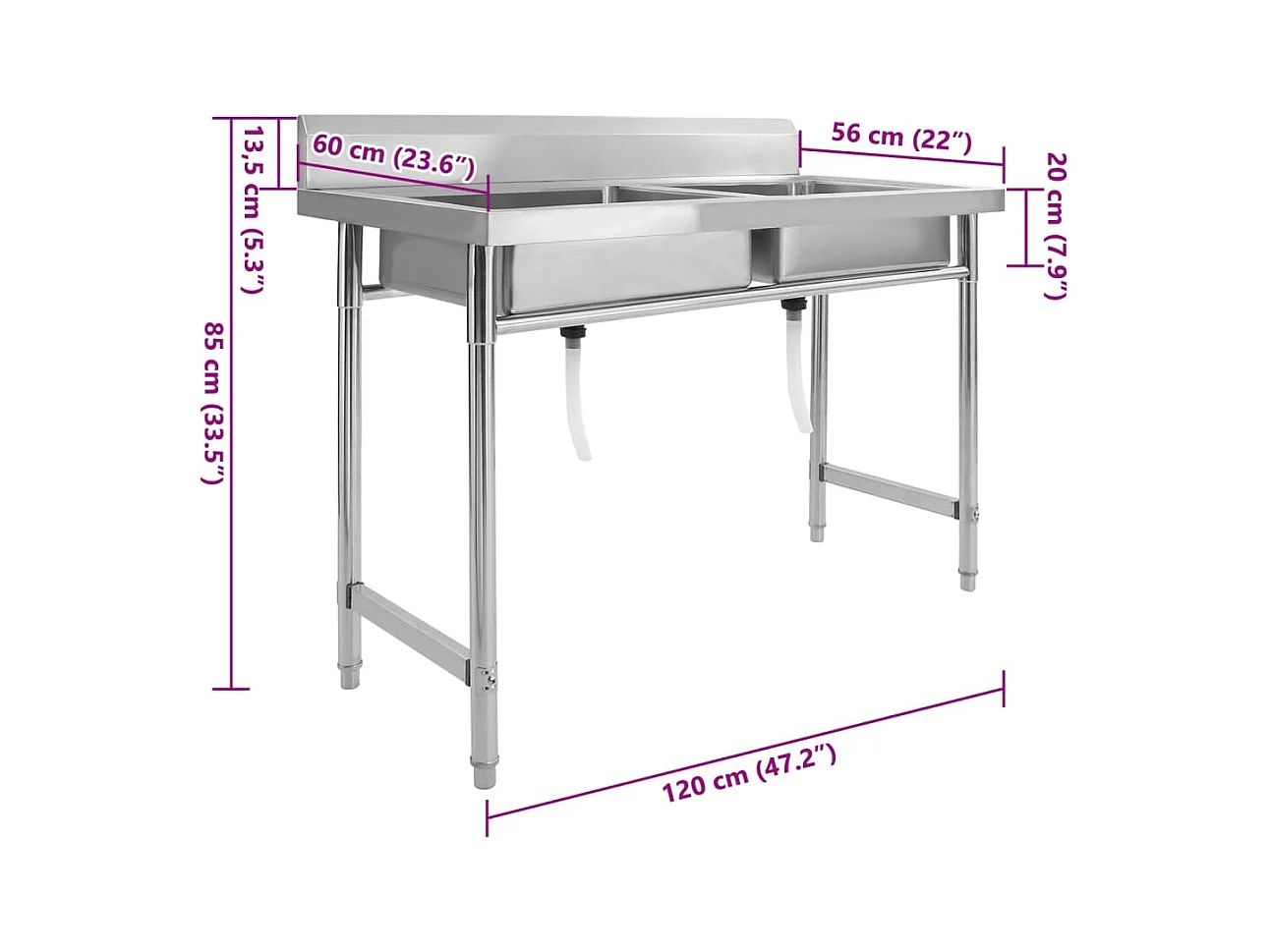 Dubbele spoelbak keuken roestvrij staal