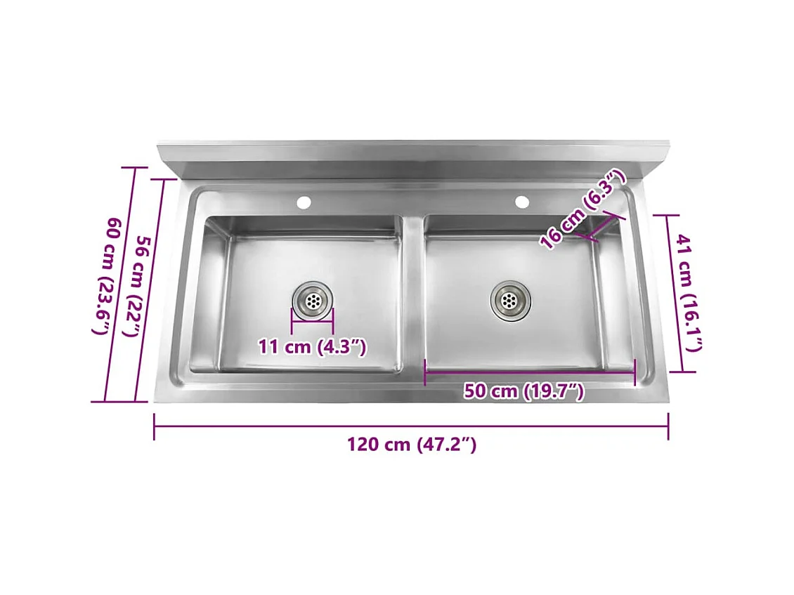 Dubbele spoelbak keuken roestvrij staal