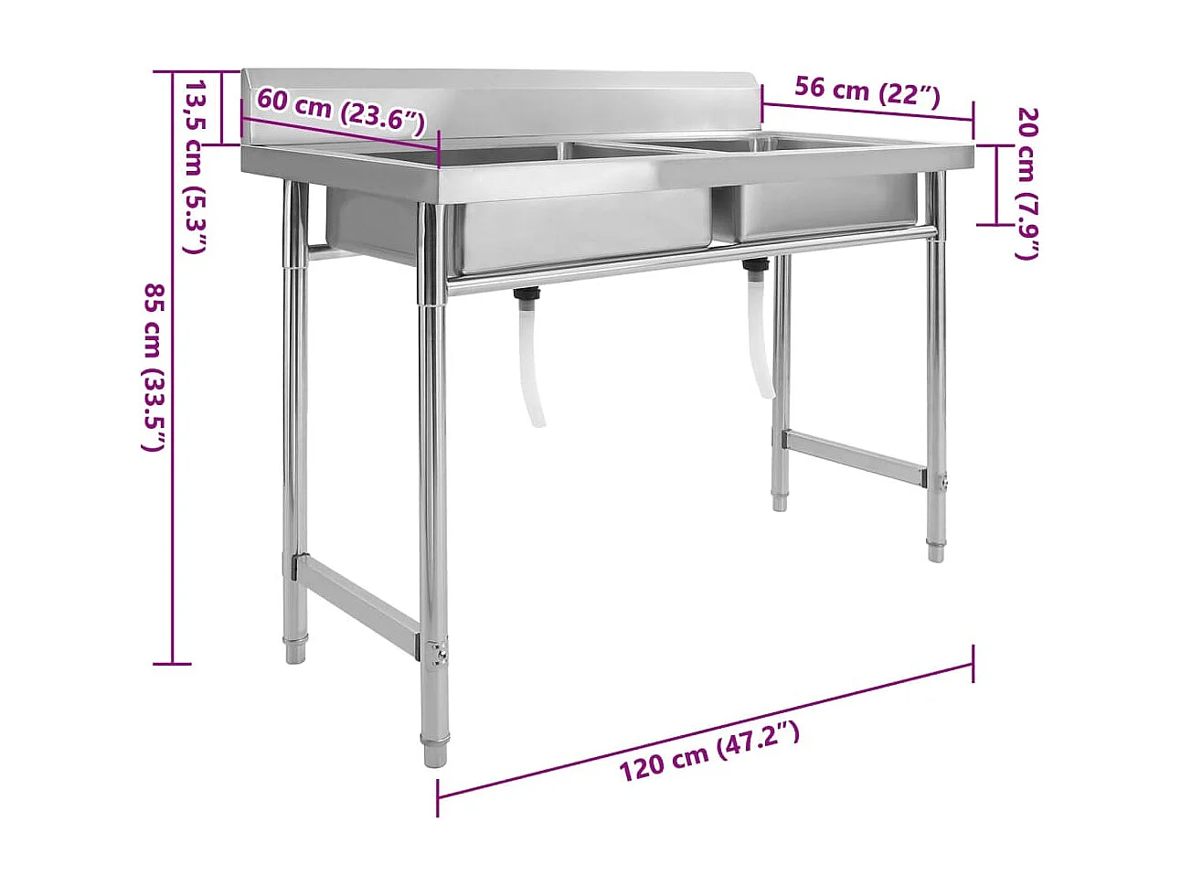 Évier de cuisine à lavabo double Acier inoxydable