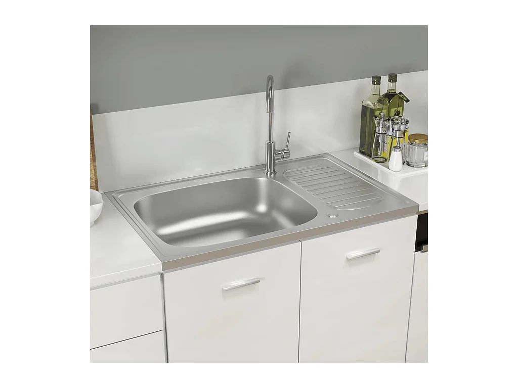 Keuken spoelbak en afdruiprek set zilver 800x500x155 mm roestvrij staal