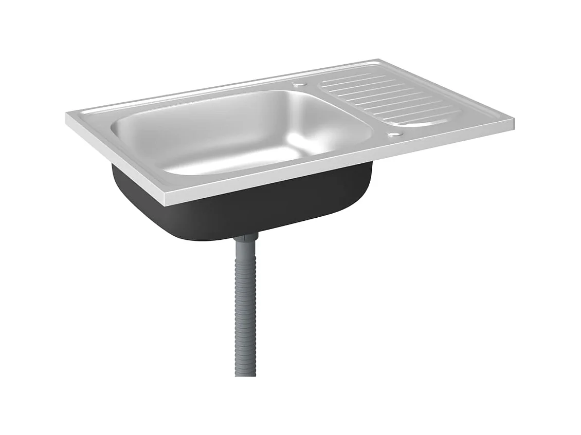 Keuken spoelbak en afdruiprek set zilver 800x500x155 mm roestvrij staal