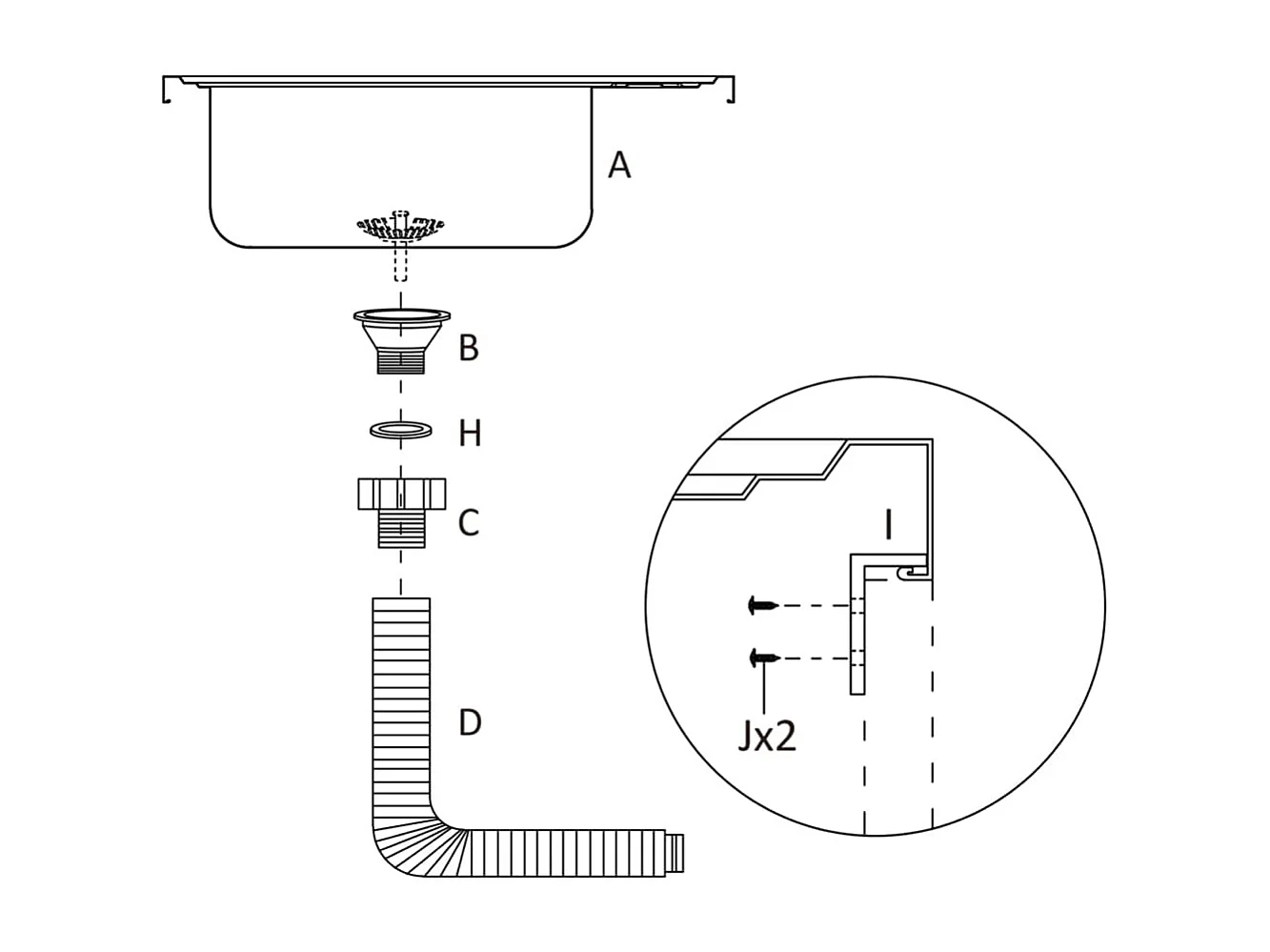 Keuken spoelbak en afdruiprek set zilver 800x500x155 mm roestvrij staal