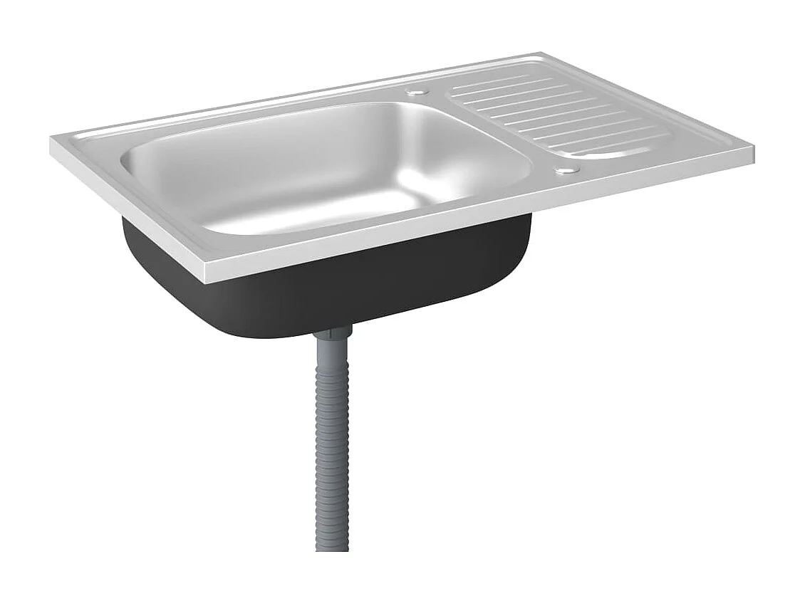 Conjunto de fregadero y escurridor de cocina plata 800x500x155 mm acero inoxidable