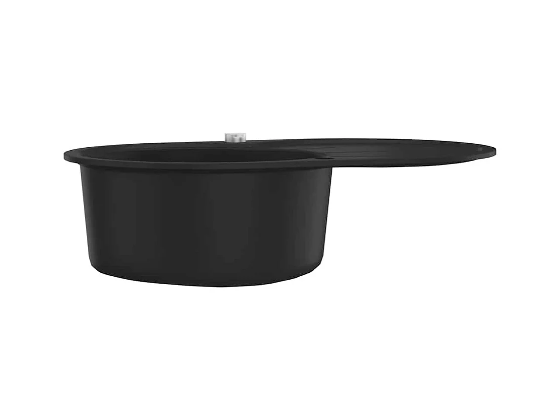 Lavello da cucina in granito, vasca singola, ovale, nero