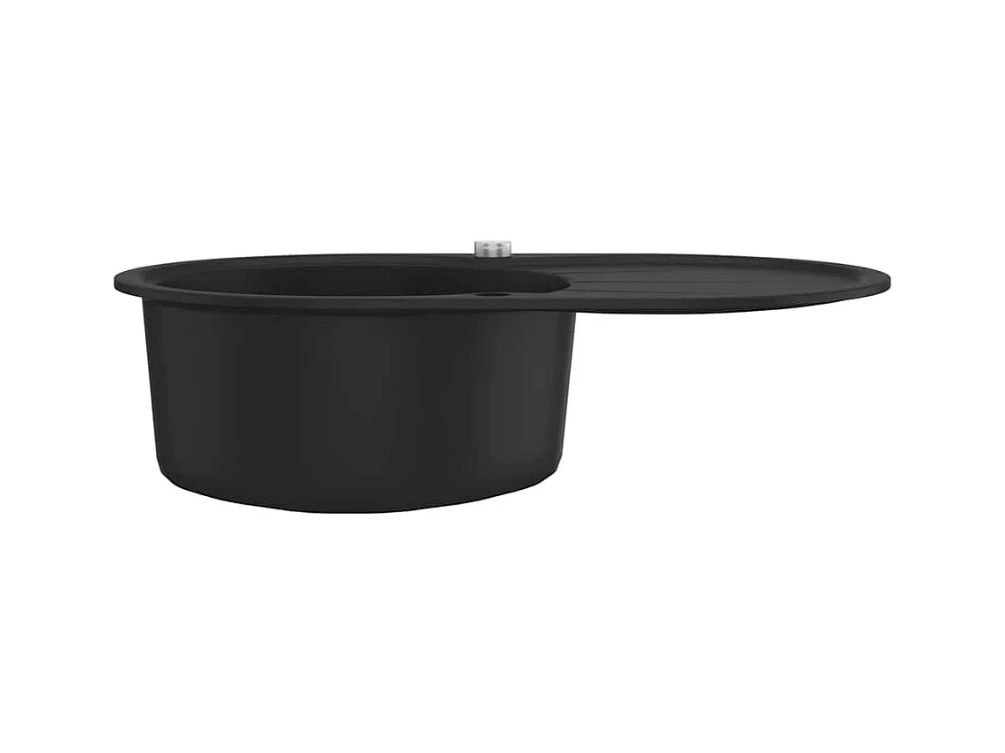 Lavello da cucina in granito, vasca singola, ovale, nero