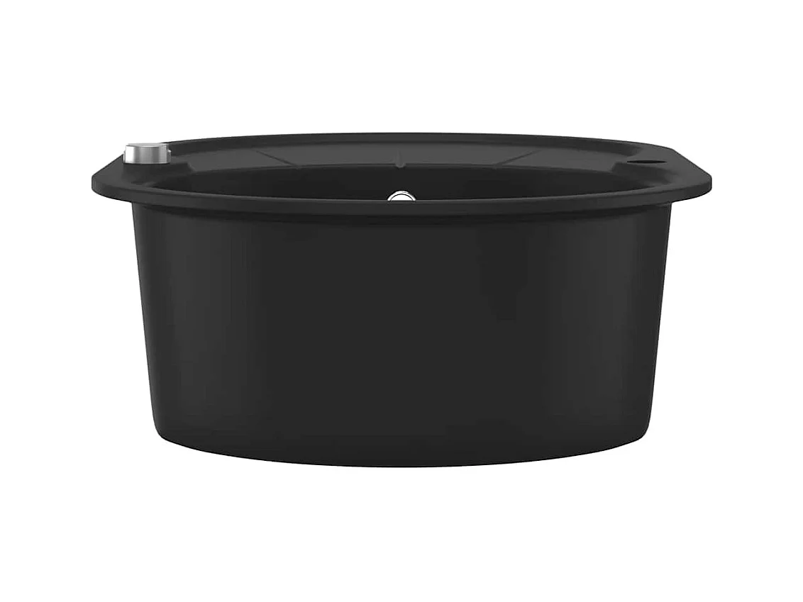 Lavello da cucina in granito, vasca singola, ovale, nero