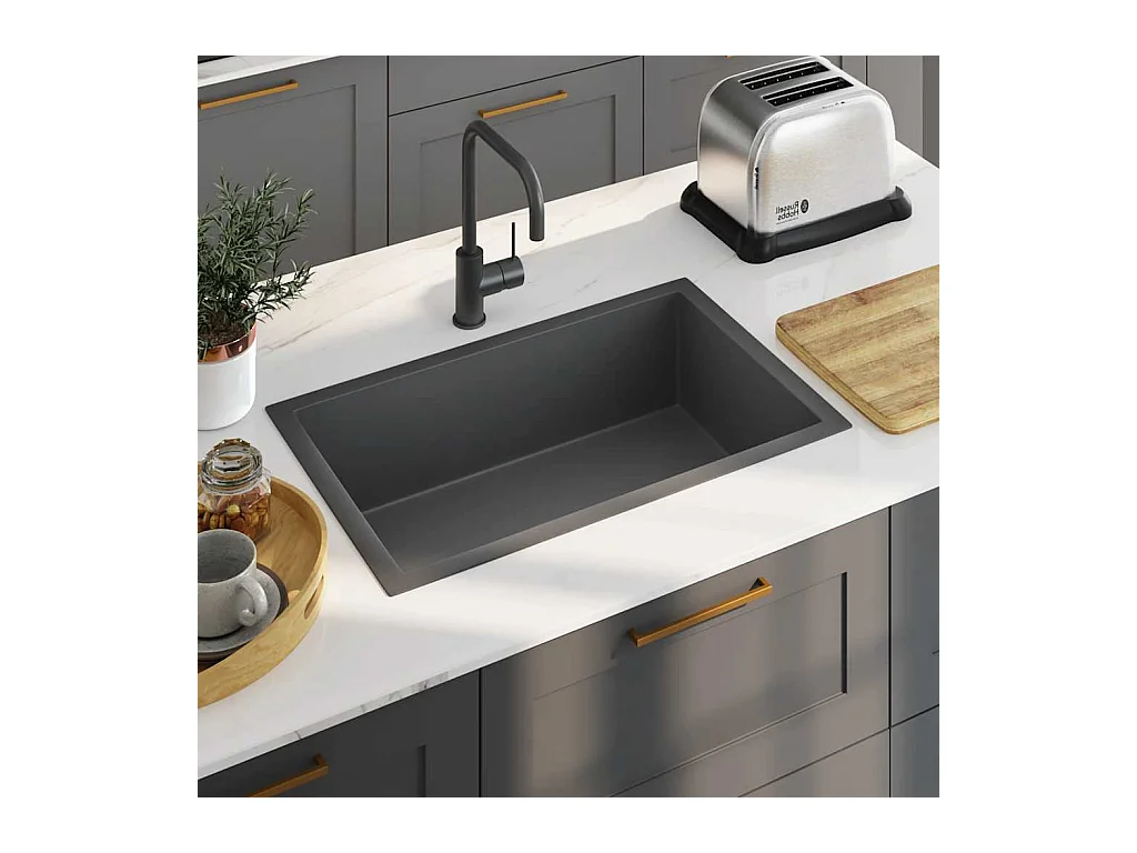 Handgefertigte schwarze Küchenspüle aus Edelstahl