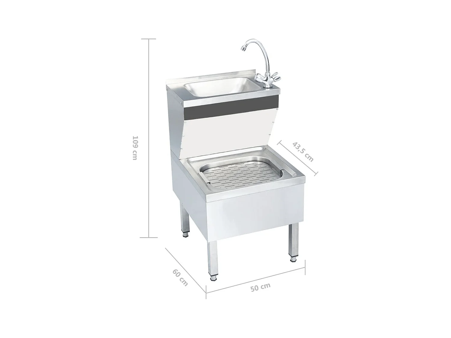 Commerciële handwasbak met roestvrijstalen kraan