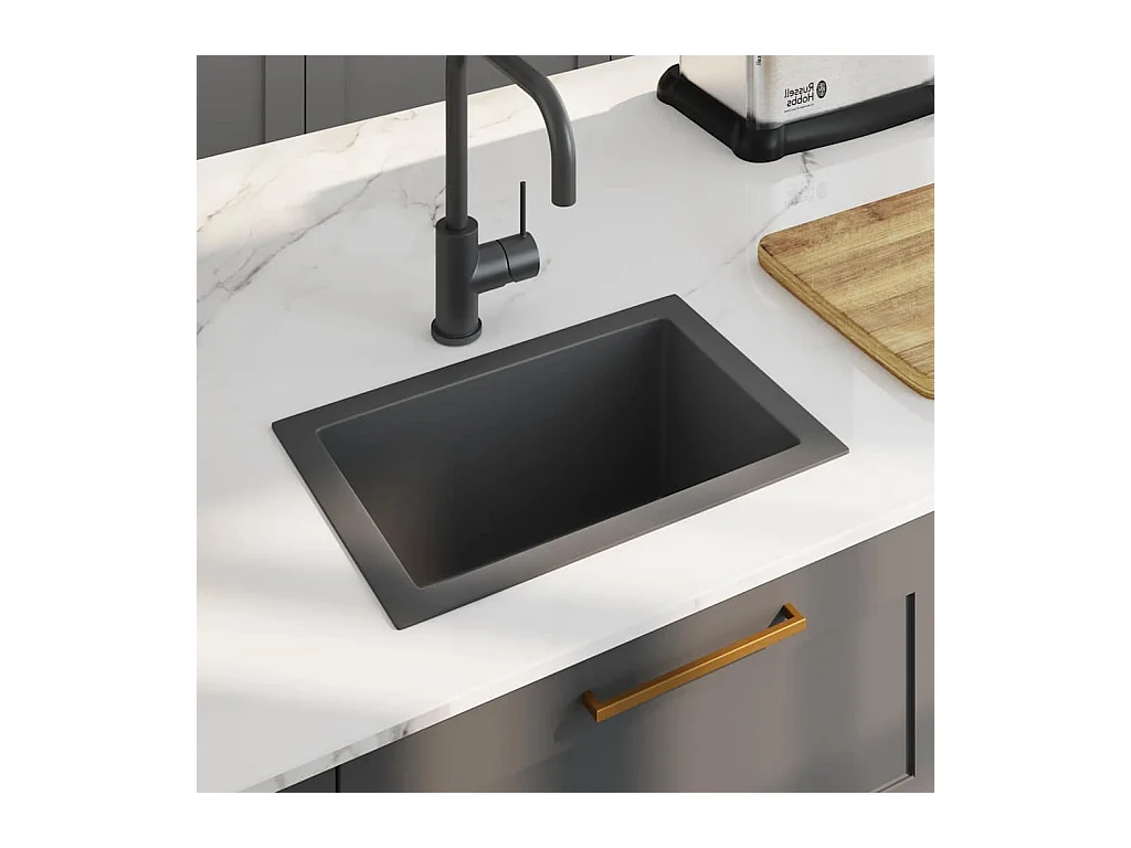 Handgefertigte Küchenspüle aus schwarzem Edelstahl