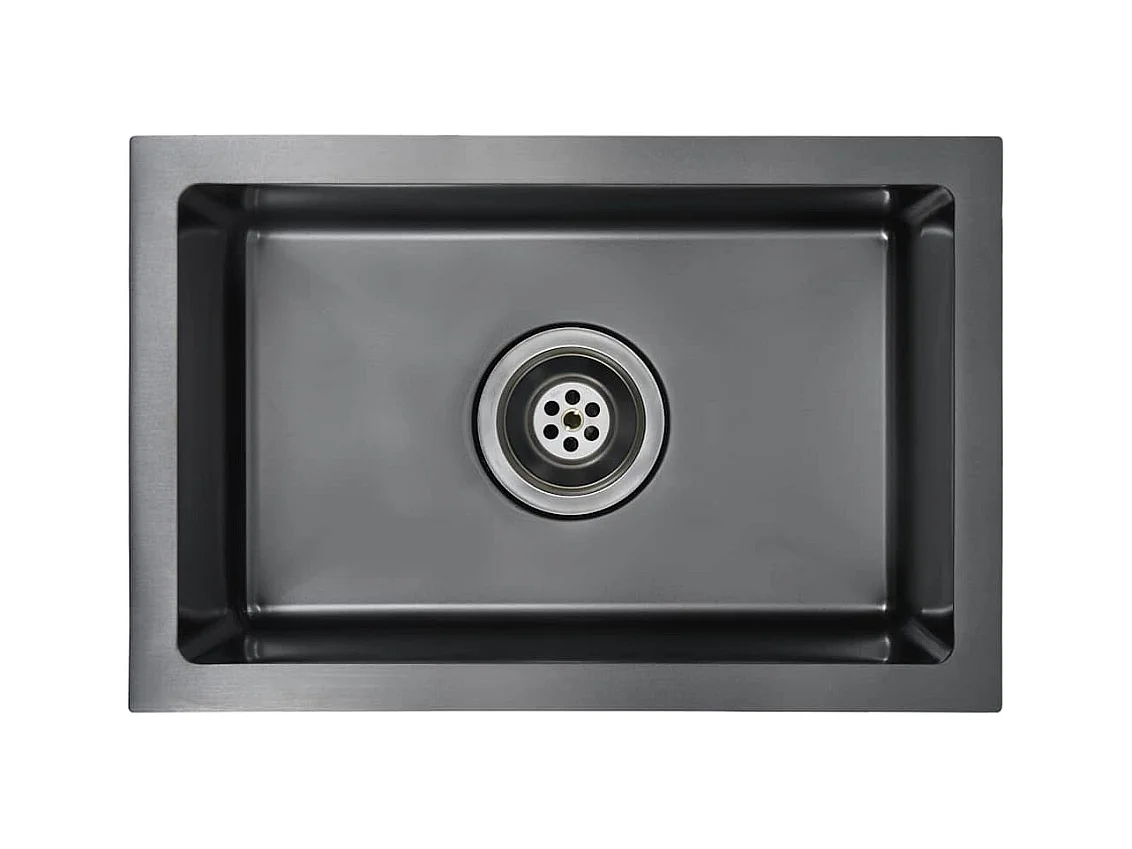 Handgefertigte Küchenspüle aus schwarzem Edelstahl