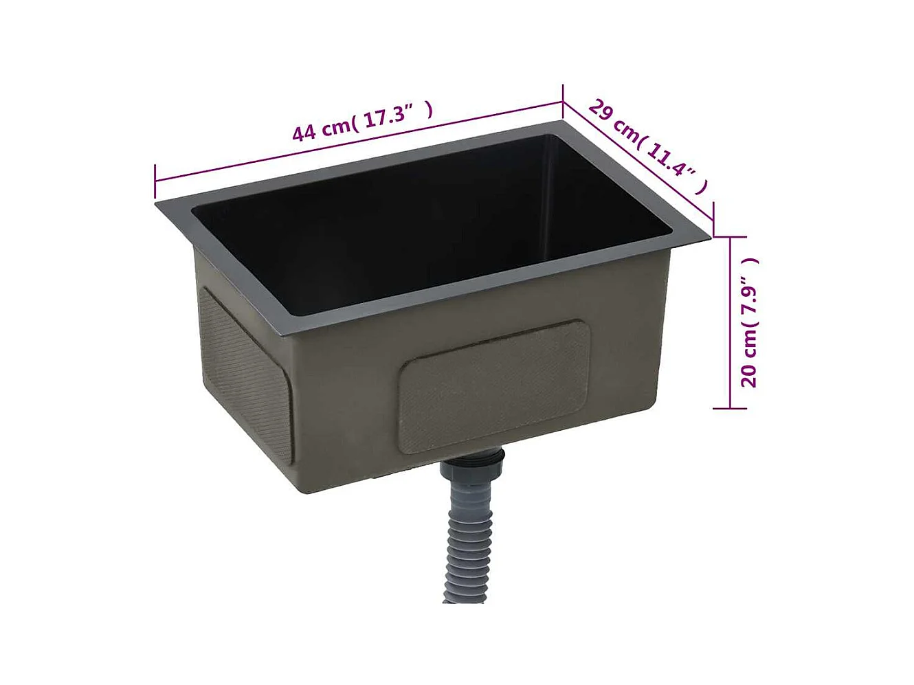 Handgefertigte Küchenspüle aus schwarzem Edelstahl