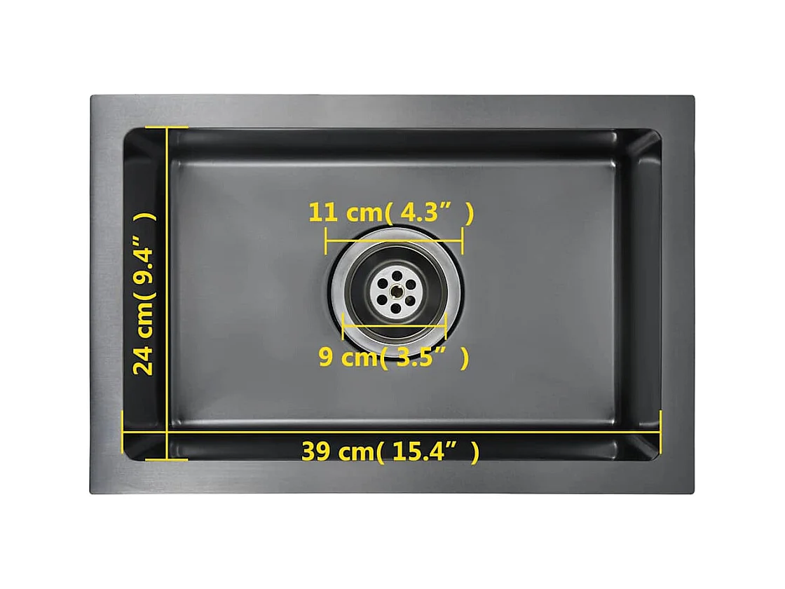 Handgefertigte Küchenspüle aus schwarzem Edelstahl