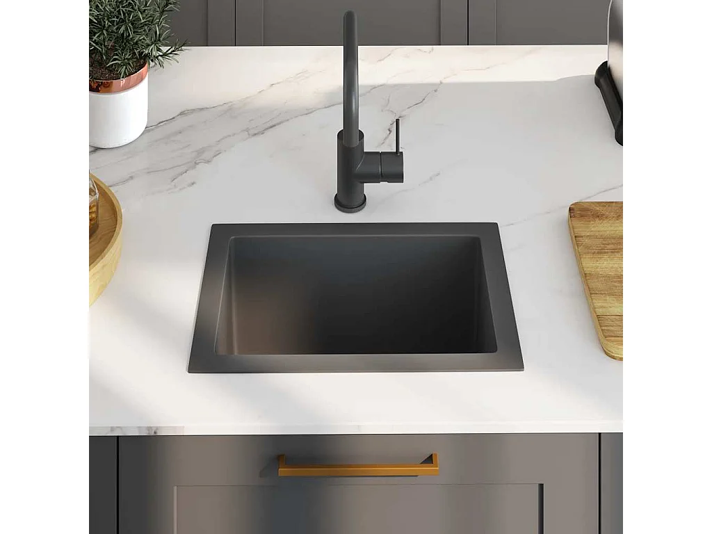 Évier de cuisine fait à la main Noir Acier inoxydable