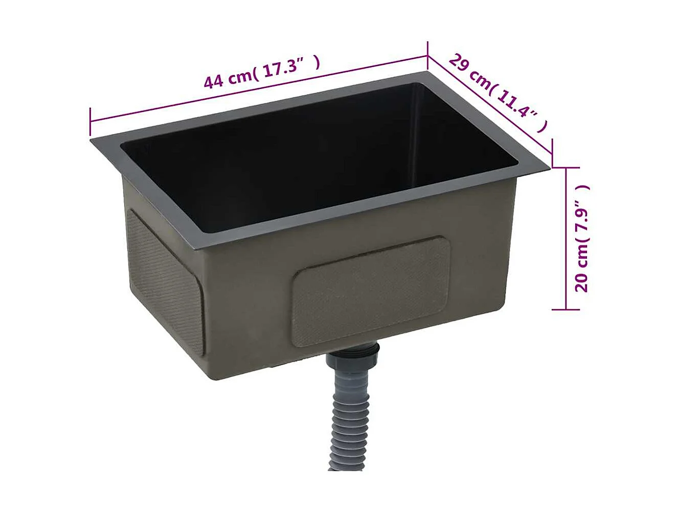 Évier de cuisine fait à la main Noir Acier inoxydable