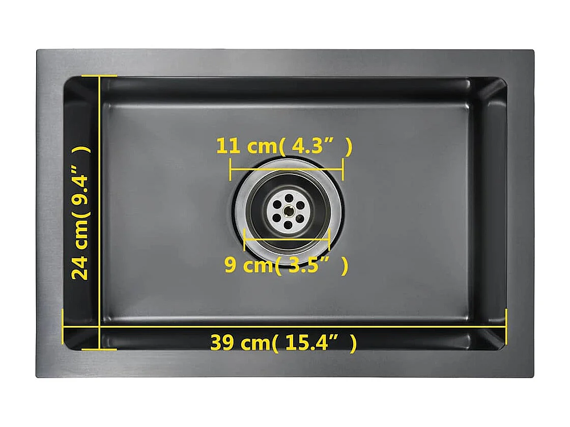 Évier de cuisine fait à la main Noir Acier inoxydable