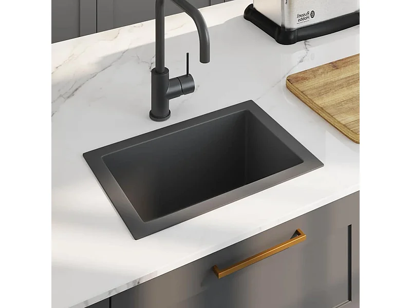 Lavello da cucina fatto a mano in acciaio inossidabile nero