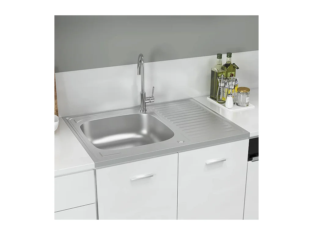 Keuken spoelbak en afdruiprek set zilver 800x600x155 mm roestvrij staal