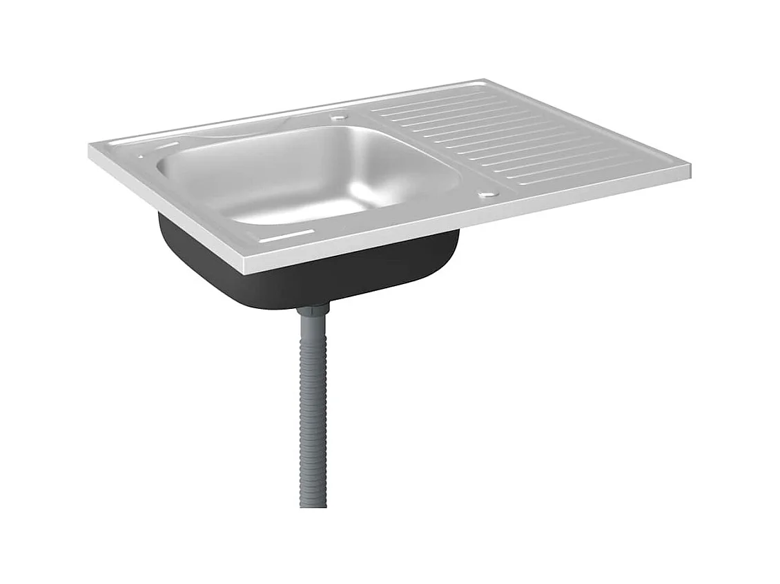 Keuken spoelbak en afdruiprek set zilver 800x600x155 mm roestvrij staal