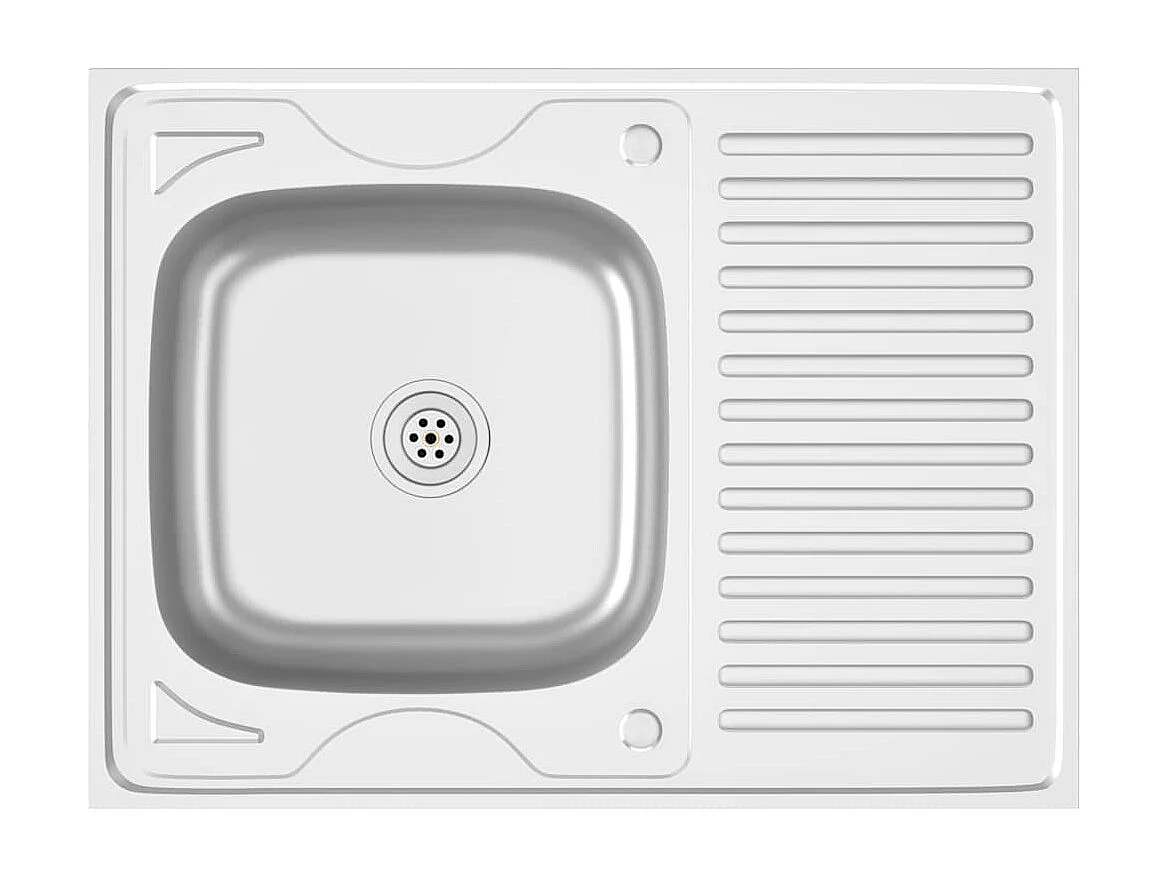 Jeu d'évier de cuisine et égouttoir argenté 800x600x155 mm inox